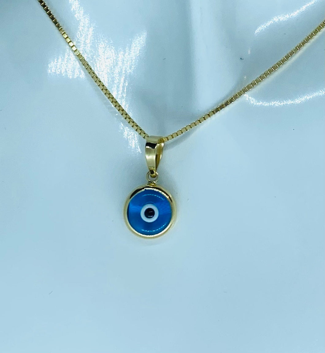 Gold Evil Eye Necklace, 14K Solid Gold, Evil Eye Charm, Small Amulet Talisman, Protection Charm, Birthday Gift for Women, Mothers Day