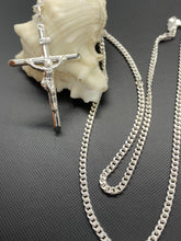 Load image into Gallery viewer, Silver Cross Crucifix Pendant, 925 Sterling Silver Jesus Christ Necklace, 45mm Size, Birthday Gift for Men,  Mothers Day Giftfor Husband
