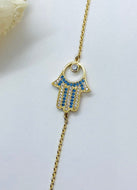 10K Hamsa Bracelet, Solid Gold Hand Bracelet, Hand of God Pendant , Religious Jewerly, Amulet Protection, Birthday Gift,