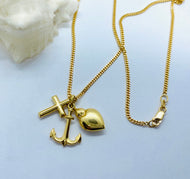 Anchor Heart Cross Pendant ,10K 14K 18K, Solid Gold Necklace, The Three Virtues, Baptisms Baby Gift, Mothers Day Gift