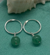 Load image into Gallery viewer, Natural Aventurine  Earrings, Sterling Silver Hoop Earrings, Natural Aventurine Gemstone, Birthday Gift Women Women,
