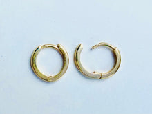 Load image into Gallery viewer, 10K Gold Huggie Hoop, Mini Flat Hoop Huggie, Small Plain Huggies, Everyday Earrings, Birthday Gift for Women,  Mothers Day GiftFor Wife
