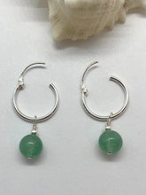 Load image into Gallery viewer, Natural Aventurine  Earrings, Sterling Silver Hoop Earrings, Natural Aventurine Gemstone, Birthday Gift Women Women,

