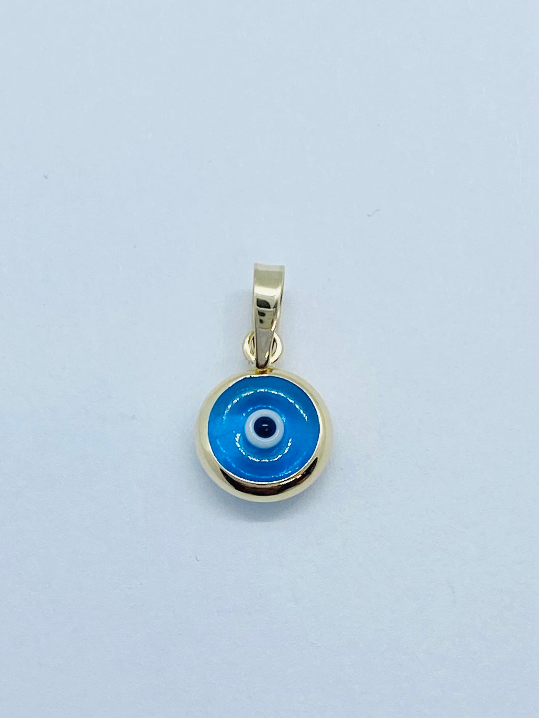 Evil Eye Gold Pendant, 14K Solid Gold, Blue Evil Eye, Amulet Talisman Charm, Birthday Gift for Women,