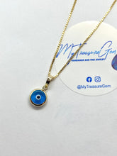 Load image into Gallery viewer, Evil Eye Gold Pendant, 14K Solid Gold, Blue Evil Eye, Amulet Talisman Charm, Birthday Gift for Women,
