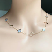Load image into Gallery viewer, Four Clover Leaf Necklace, Mother of Pearl Necklace, 10K Solid Gold Necklace, Birthday Gift for Women, Anniversary Gift for Wife
