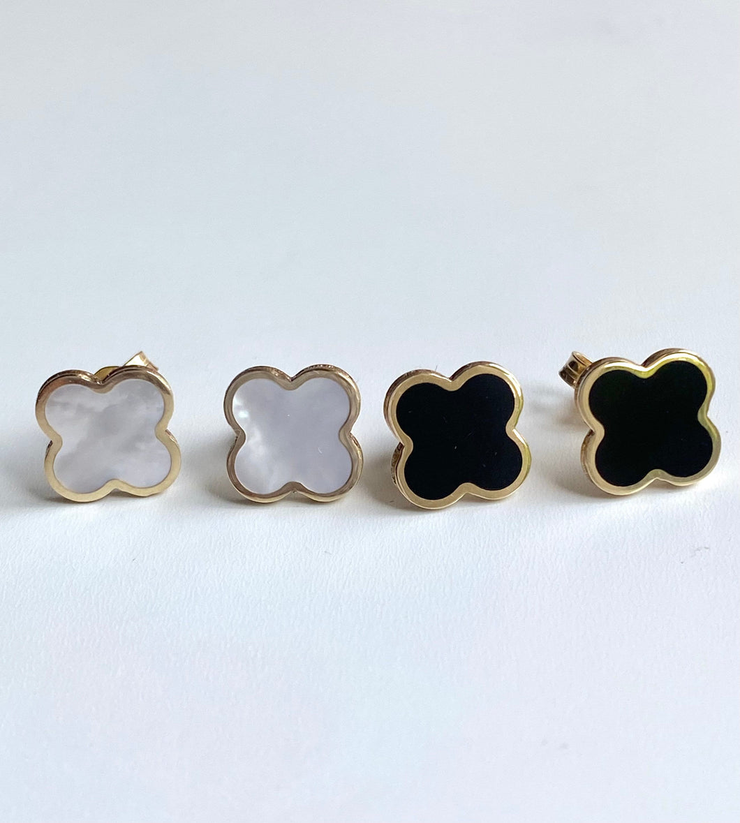 10K Gold Clover Stud Earrings