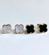 10K Gold Clover Stud Earrings