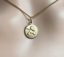 Load image into Gallery viewer, Solid Gold Angel Pendant, 14K Guardian Angel Necklace, Birthday Gift For Wife, Baby Gift Baptism, nts for Mom

