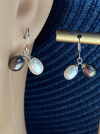14K Pearl Gold Earrings, White and Black Pearl, Bridesmaids Gift, Birthday Gift for Women,  Mother’s Day Gift For Daughter