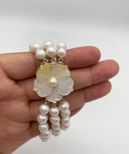 Load image into Gallery viewer, Triple Strand Pearl Bracelet, Handmade Pearl Bracelet, Bride Bracelet, Gift for Mom, Birthday Gift Women, Christmas Presents for Wife
