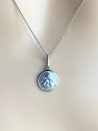 10K White Angel Pendant, 10MM, Guardian Angel Necklace, White Gold Angel, Religious Jewelry, Baby Baptism Gift, Birthday Gift Women