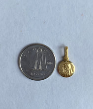Load image into Gallery viewer, Mama Mary Pendant, 8mm Tiny, 18K Solid Gold, Minimalist Religious Necklace, Religious Jewelry for Women, Baby Baptism Gift, Medal
