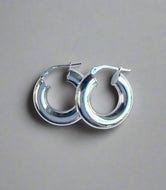 Hoop Earrings Silver, Snap Closure Thick Earring, 925 Sterling Silver, 5mm Thick 20mm Diameter, Birthday Gift for Women, Mothers Day Gift