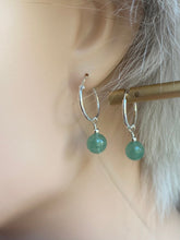 Load image into Gallery viewer, Natural Aventurine  Earrings, Sterling Silver Hoop Earrings, Natural Aventurine Gemstone, Birthday Gift Women Women,
