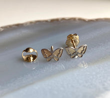 Load image into Gallery viewer, Butterfly Earrings for Baby, 10K Solid Gold, Toddler Earrings, Baptism Gift for Baby Girl, Birthday Gift For Toddler, Christmas Presents
