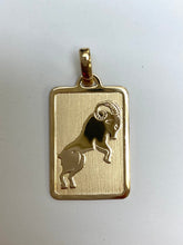 Load image into Gallery viewer, Aries Zodiac Gold Pendant, 18K Solid Yellow Gold Aries Zodiac Sign, Fancy Capricorn 3D Design, Mothers Day Gift
