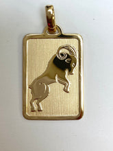 Load image into Gallery viewer, Aries Zodiac Gold Pendant, 18K Solid Yellow Gold Aries Zodiac Sign, Fancy Capricorn 3D Design, Mothers Day Gift

