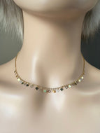 14K Solid Gold Choker Necklace, Square Charms Necklace, Necklace for Women, Gift for Wife, Mother’s Day Gift for Women, Presents