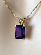 Load image into Gallery viewer, Amethyst Solitaire Pendant, 14K Solid Gold Amethyst Necklace, February Birthstone, Birthday Gift for Women,
