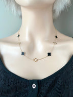 Black Onyx Gold Necklace, 10K Solid Gold Necklace, Birthday Gift  Women, Anniversary Gift,