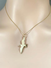 Load image into Gallery viewer, Dove Gold Pendant, 10K Solid Gold Bird Necklace, Birthday Gift for Mom, Christmas Presents

