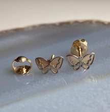 Load image into Gallery viewer, Butterfly Earrings for Baby, 10K Solid Gold, Toddler Earrings, Baptism Gift for Baby Girl, Birthday Gift For Toddler, Christmas Presents
