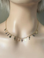 14K Gold Choker Necklace, Keys Charm Necklace, Bags Charms, Necklace for Women, Every Day Jewelry, Mothers Day Gift