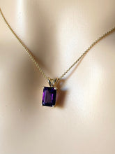 Load image into Gallery viewer, Amethyst Solitaire Pendant, 14K Solid Gold Amethyst Necklace, February Birthstone, Birthday Gift for Women,
