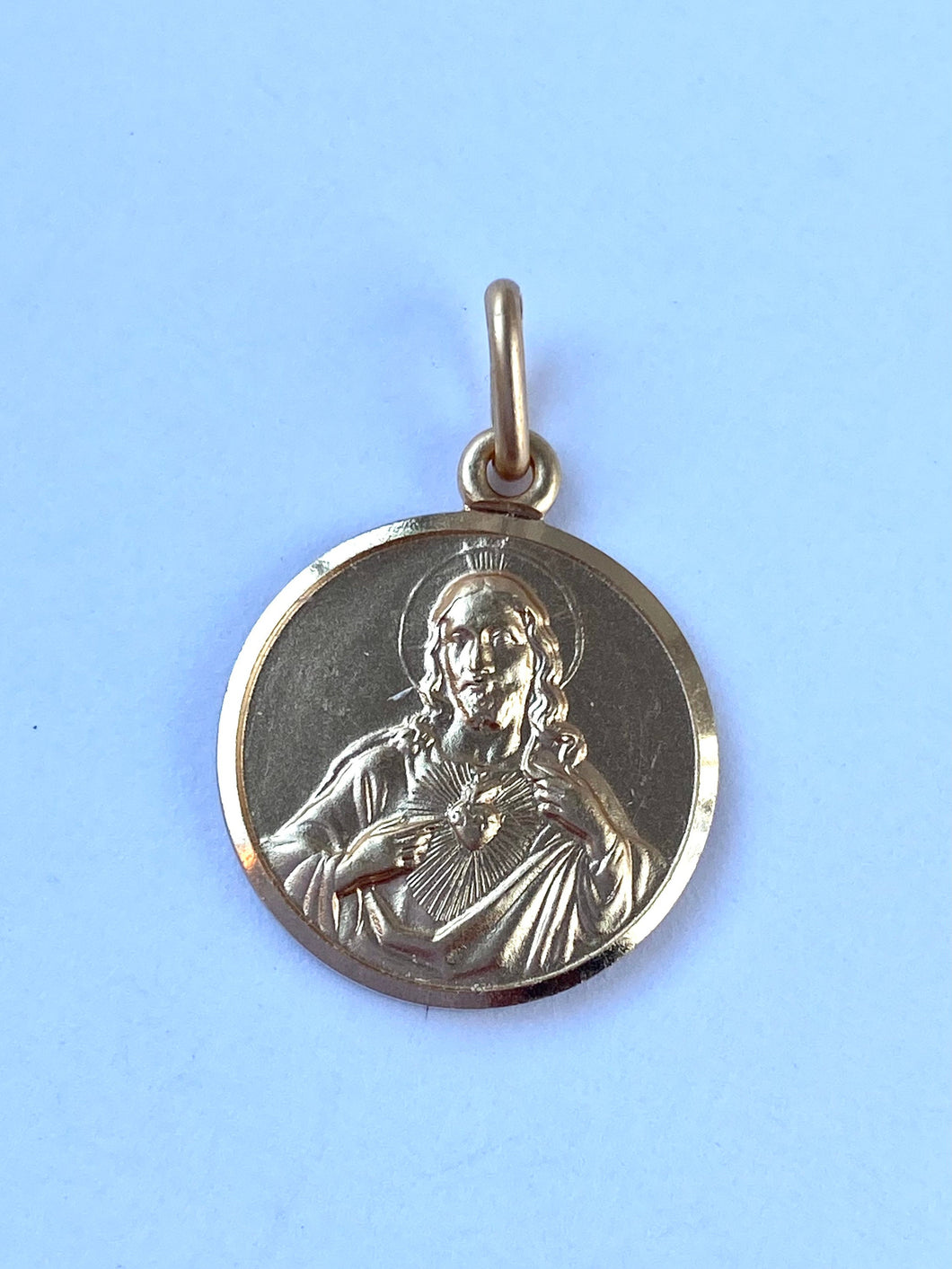 Sacred Heart Of Jesus, 16mm, 10K Solid Gold, Double Face Scapular