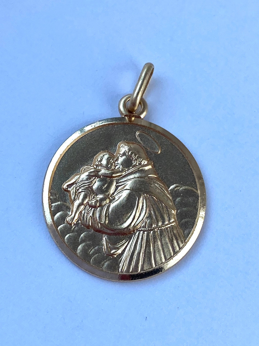 Saint Anthony Pendant, 20mm, 14K Solid Gold Medal, Patron Of Lost, Religious Jewelry, Big Medallion Gold, Mothers Day Giftfor Husband