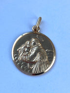 Saint Anthony Pendant, 20mm, 14K Solid Gold Medal, Patron Of Lost, Religious Jewelry, Big Medallion Gold, Mothers Day Giftfor Husband