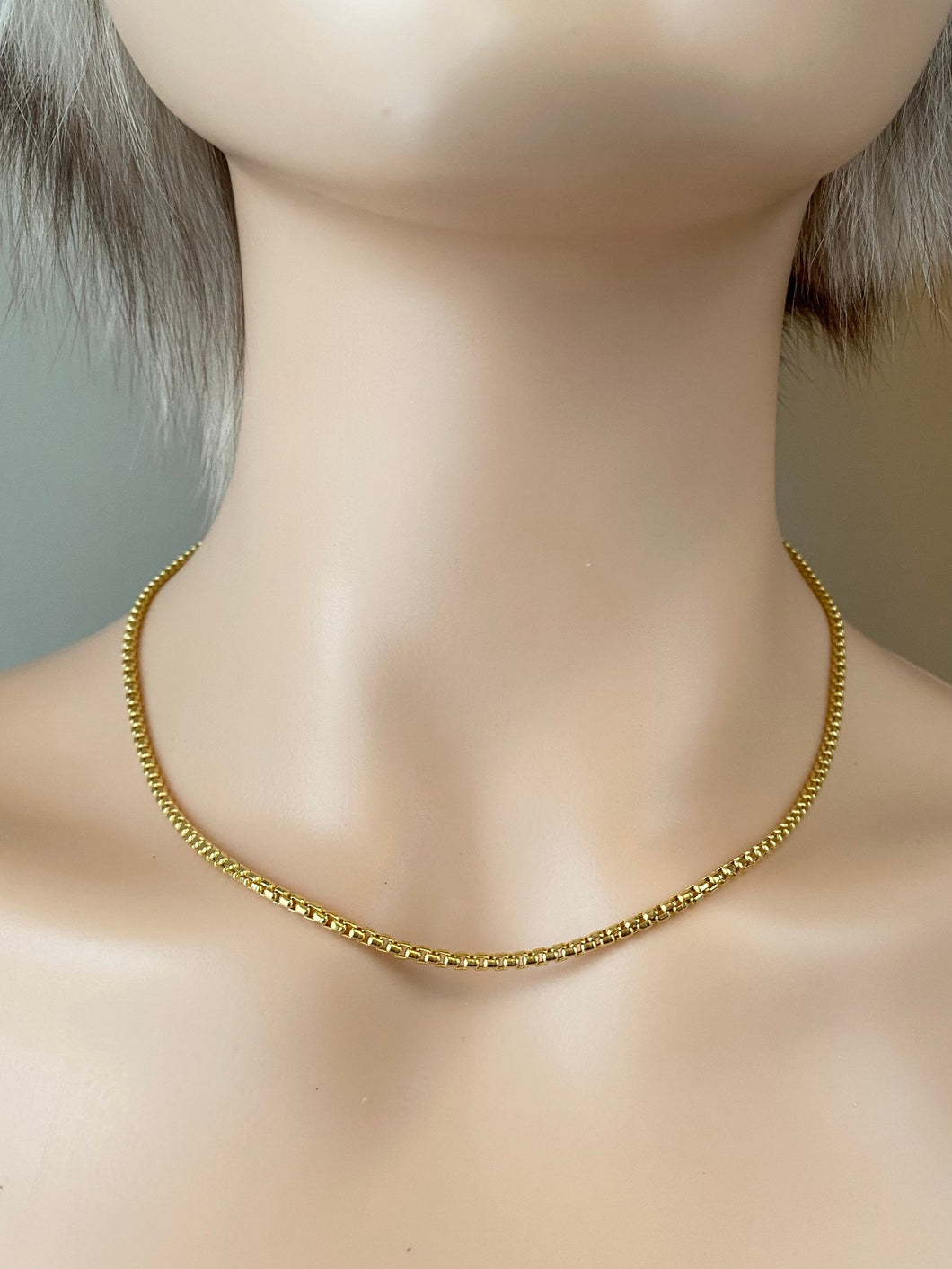Box Chain Gold, 2.6MM, 10K Solid Gold Chain, Round Unisex Chain, Birthday Gift for Men or Women, Christmas Presents