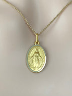 Our Lady Of The Miraculous, Solid Gold Religious Medal, Virgin Mary Pendant, Mama Mary Necklace, Birthday Gift Women,  Women