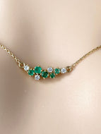 Emerald Diamond Gold Necklace, 14K Solid Gold Necklace , Birthday Gift for Women, Every Day Jewelry, Minimalist Necklace