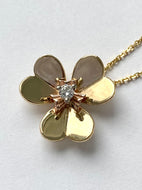Flower Gold Necklace, 14K Solid Gold Diamond Necklace, Handmade Pendant, Birthday Gift for Wife,