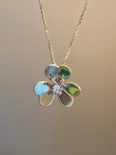 Load image into Gallery viewer, Flower Gold Necklace, 14K Solid Gold Diamond Necklace, Handmade Pendant, Birthday Gift for Wife,
