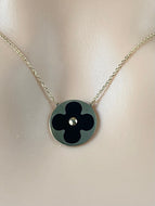 Clover Necklace Gold, 10K Solid Gold, Black Onyx Necklace, Birthday Gift for Wife,