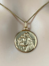 Load image into Gallery viewer, Saint Anthony Pendant, 20mm, 14K Solid Gold Medal, Patron Of Lost, Religious Jewelry, Big Medallion Gold, Mothers Day Giftfor Husband
