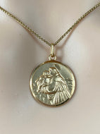 Saint Anthony Pendant, 20mm, 18K Solid Gold Medal, Patron Of Lost, Religious Jewelry, Big Medallion Gold, Mothers Day Giftfor Husband