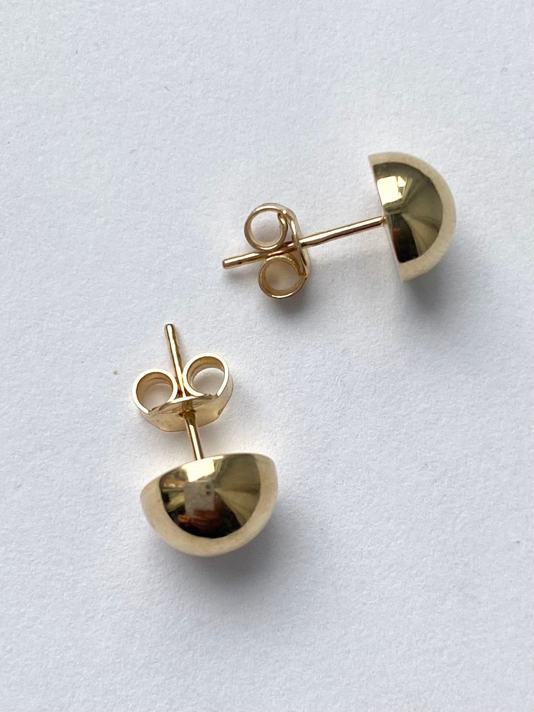 Gold Stud Earrings, 8mm, 14K Solid Gold Half Ball Earrings