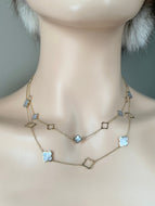 Clover Gold Necklace, Mother of Pearl, 10K Solid Gold, Birthday Gift for Women, Anniversary Gift for Wife,