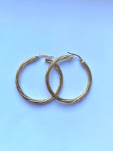 Load image into Gallery viewer, Twist Hoop Gold Earrings, 18K Solid Yellow Gold Earrings, Round Hoops Gold, Light Weight Earrings, Earrings For Women,  Ideas
