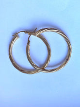 Load image into Gallery viewer, Twist Hoop Gold Earrings, 18K Solid Yellow Gold Earrings, Round Hoops Gold, Light Weight Earrings, Earrings For Women,  Ideas
