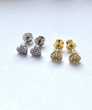 Load image into Gallery viewer, Heart Earrings for Baby, 10K Solid Gold, Newborn Baby Earrings, Baptism Gift for Baby Girl, Birthday Gift For Toddler, Presents
