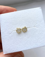 Apple Earrings for Baby, 10K Solid Gold, Newborn Baby Earrings, Baptism Gift for Baby Girl, Birthday Gift For Toddler, Presents