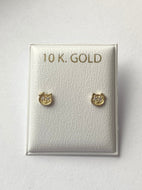 Kitten Earrings for Baby, 10K Solid Gold, Newborn Baby Earrings, Baptism Gift for Baby Girl, Birthday Gift For Toddler, Presents