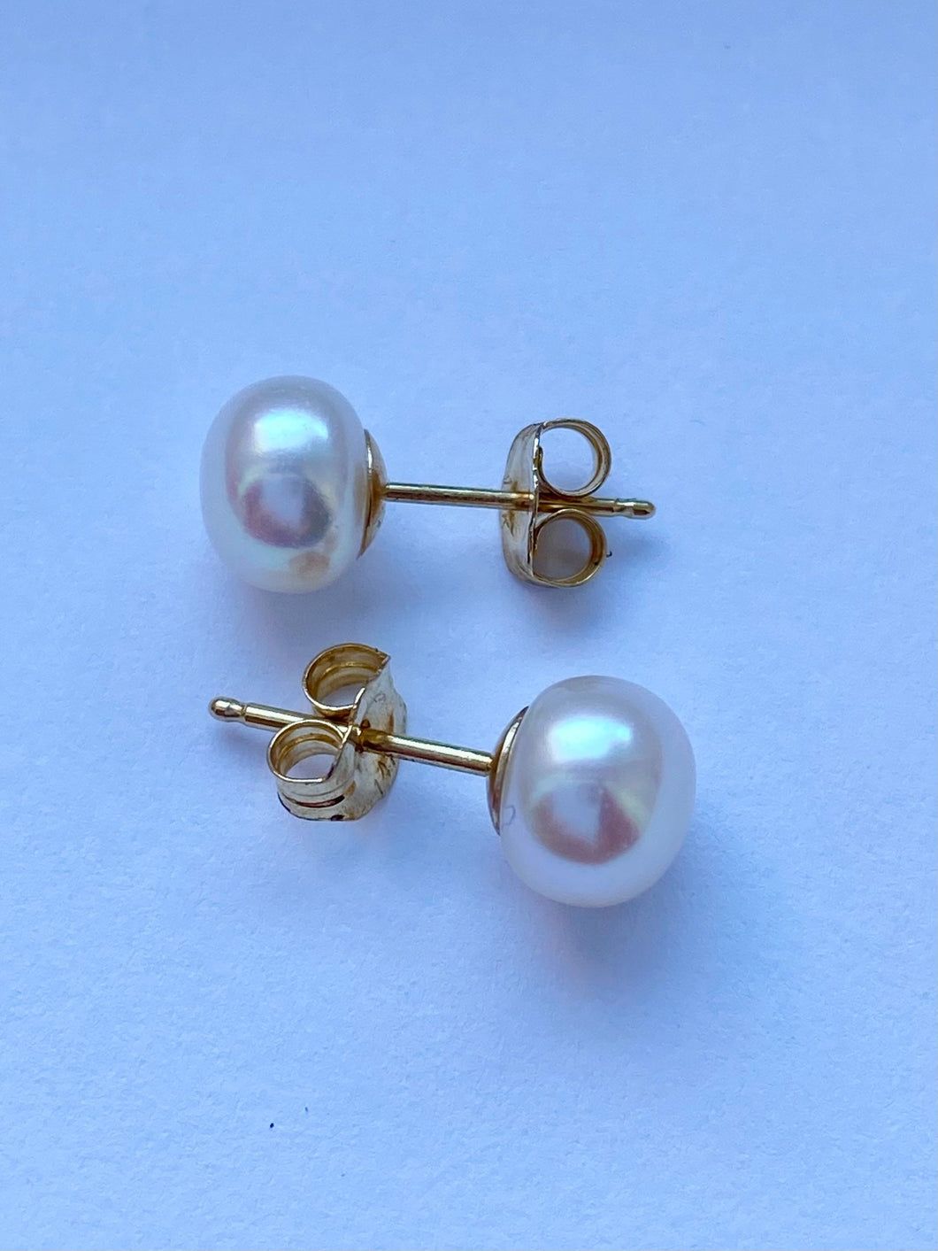 Pearl Stud Earrings, 10K 14K 18K Gold Pearl Earrings, Simple Earrings, Bridesmaids Gift, Birthday Gift for Women,