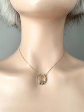 Load image into Gallery viewer, Horse Shoe Pendant, 14K Solid Gold Horse Shoe Necklace with Diamond, Lucky Charm Pendant,
