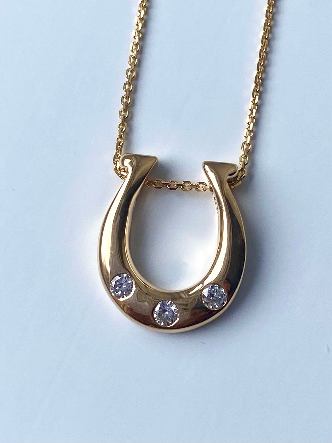 Horse Shoe Pendant, 14K Solid Gold Horse Shoe Necklace with Diamond, Lucky Charm Pendant,